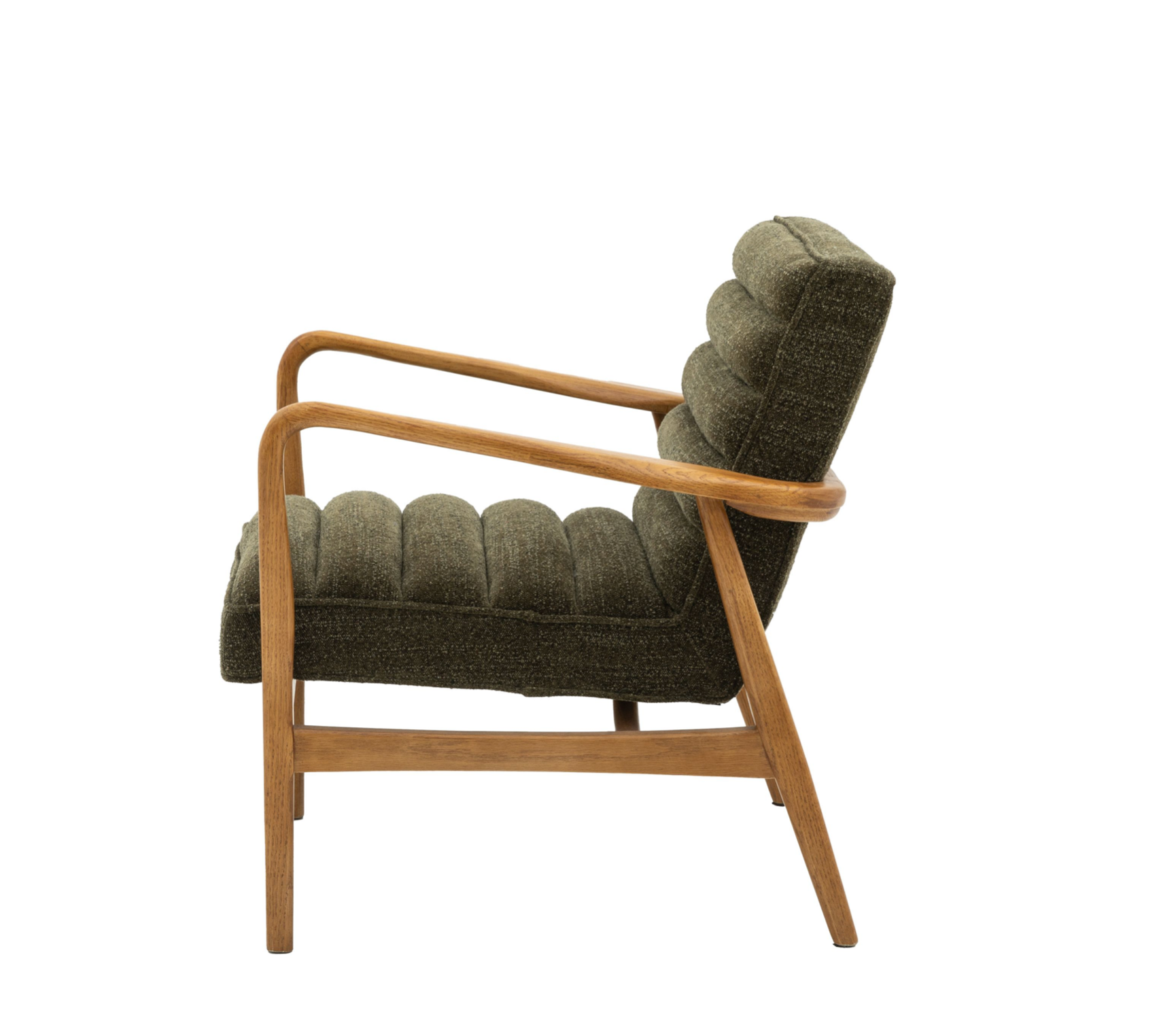 Westbourne Dark Forest Green Bouclé Armchair – Oak Frame