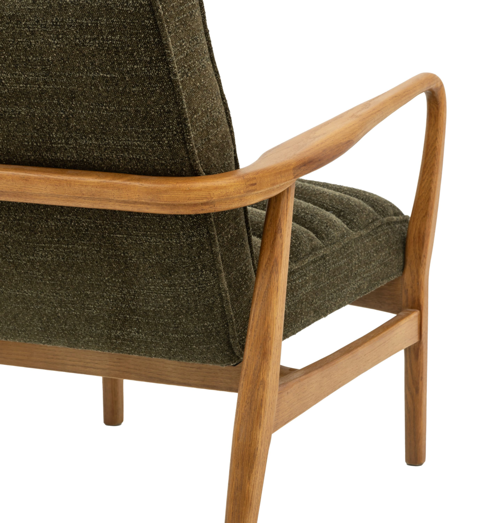 Westbourne Dark Forest Green Bouclé Armchair – Oak Frame