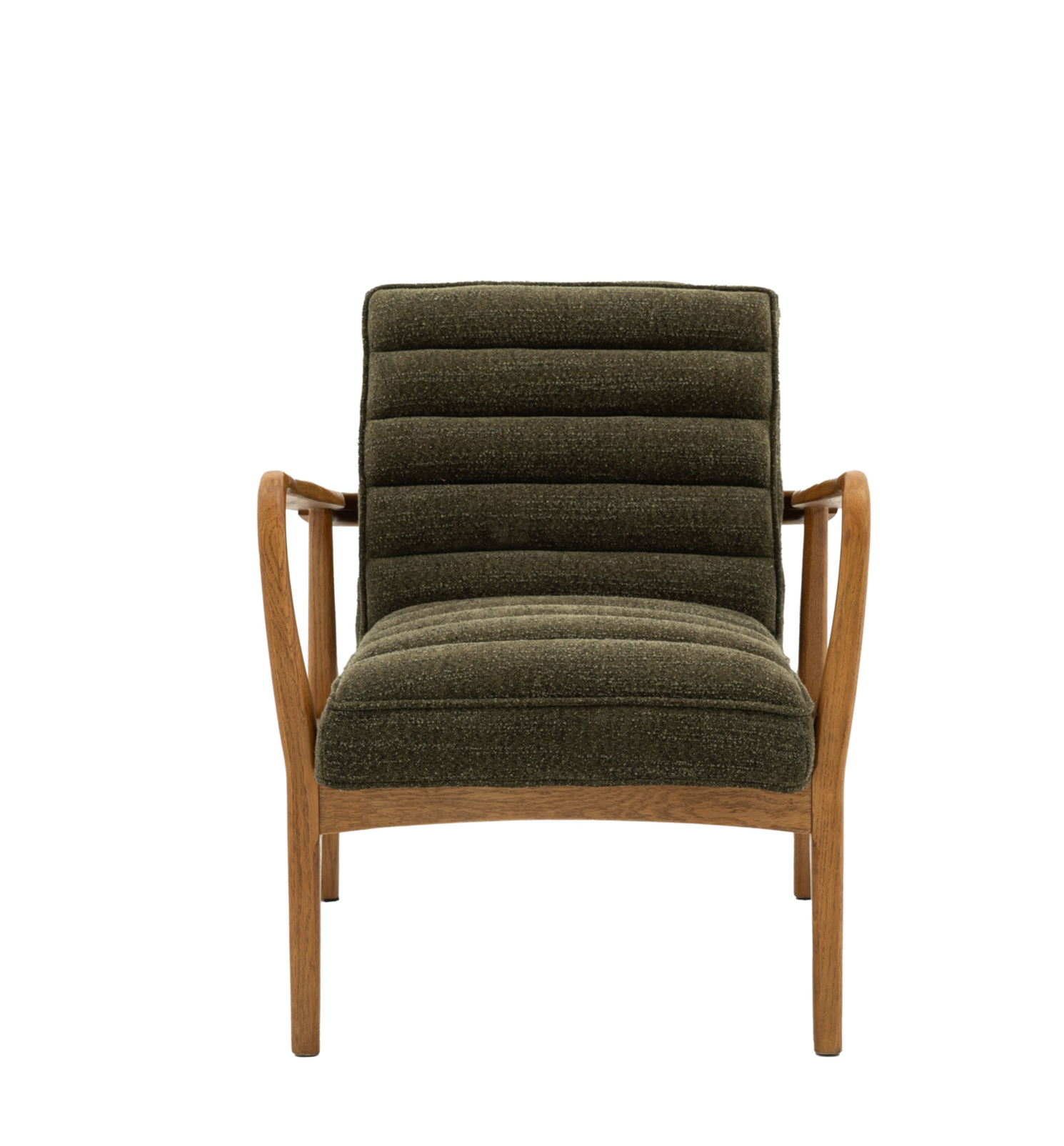 Westbourne Dark Forest Green Bouclé Armchair – Oak Frame