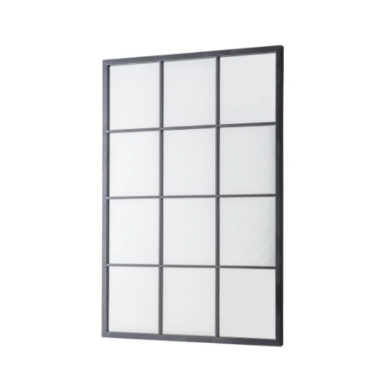Black WIndow Pane Outdoor Garden Mirror