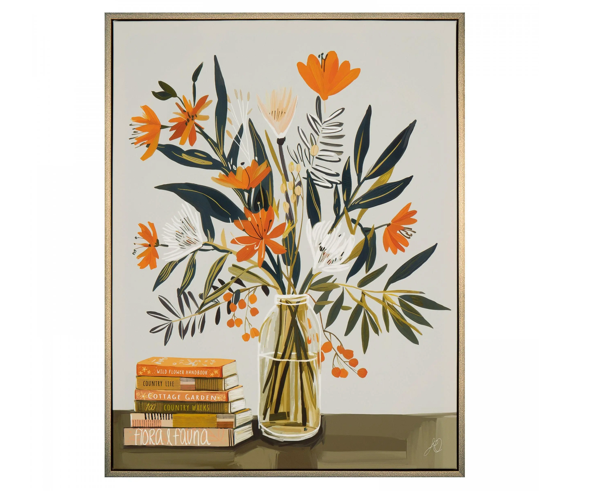 Call Of The Wild Framed Canvas | Mid-Century Floral Wall Art