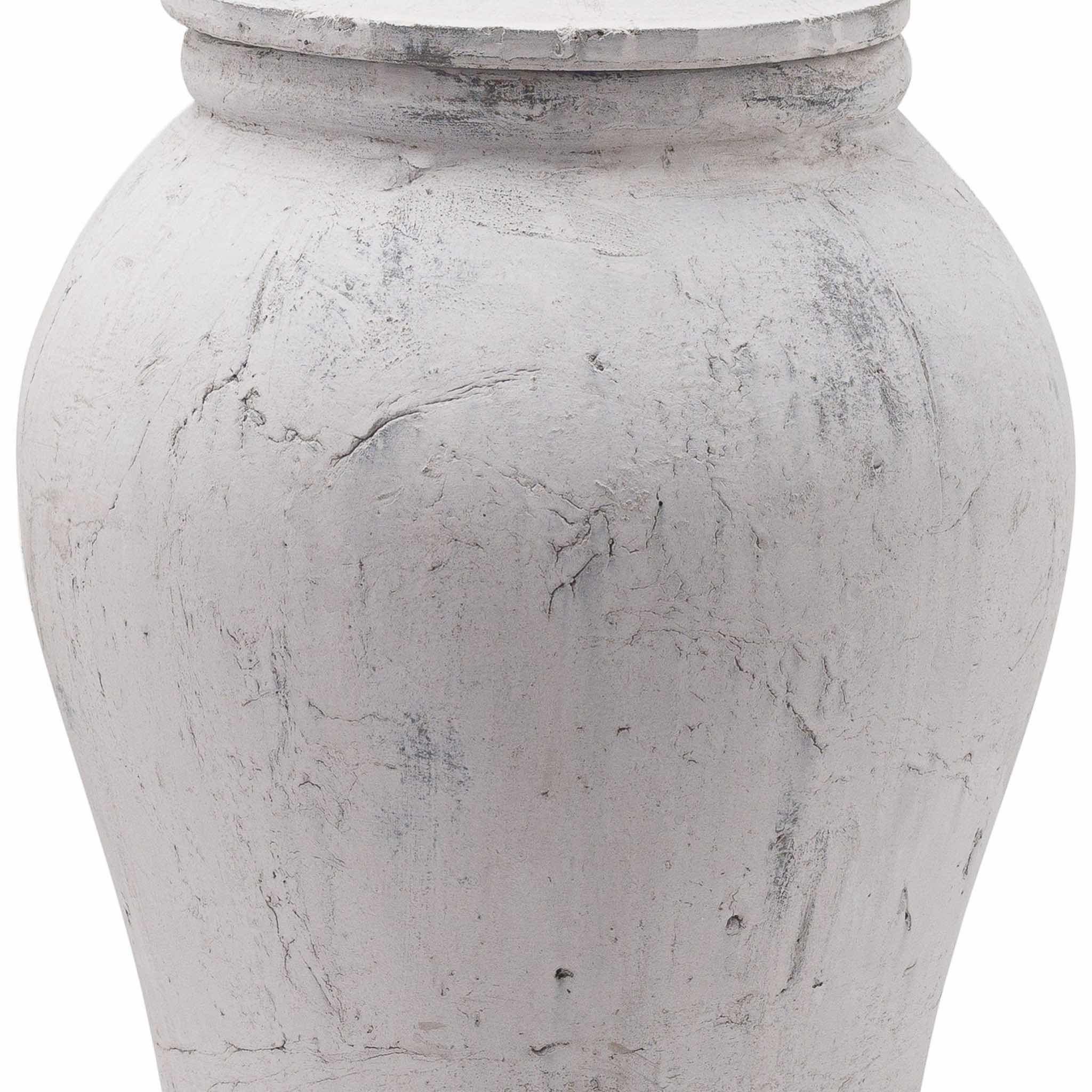 White textured urn on a white background