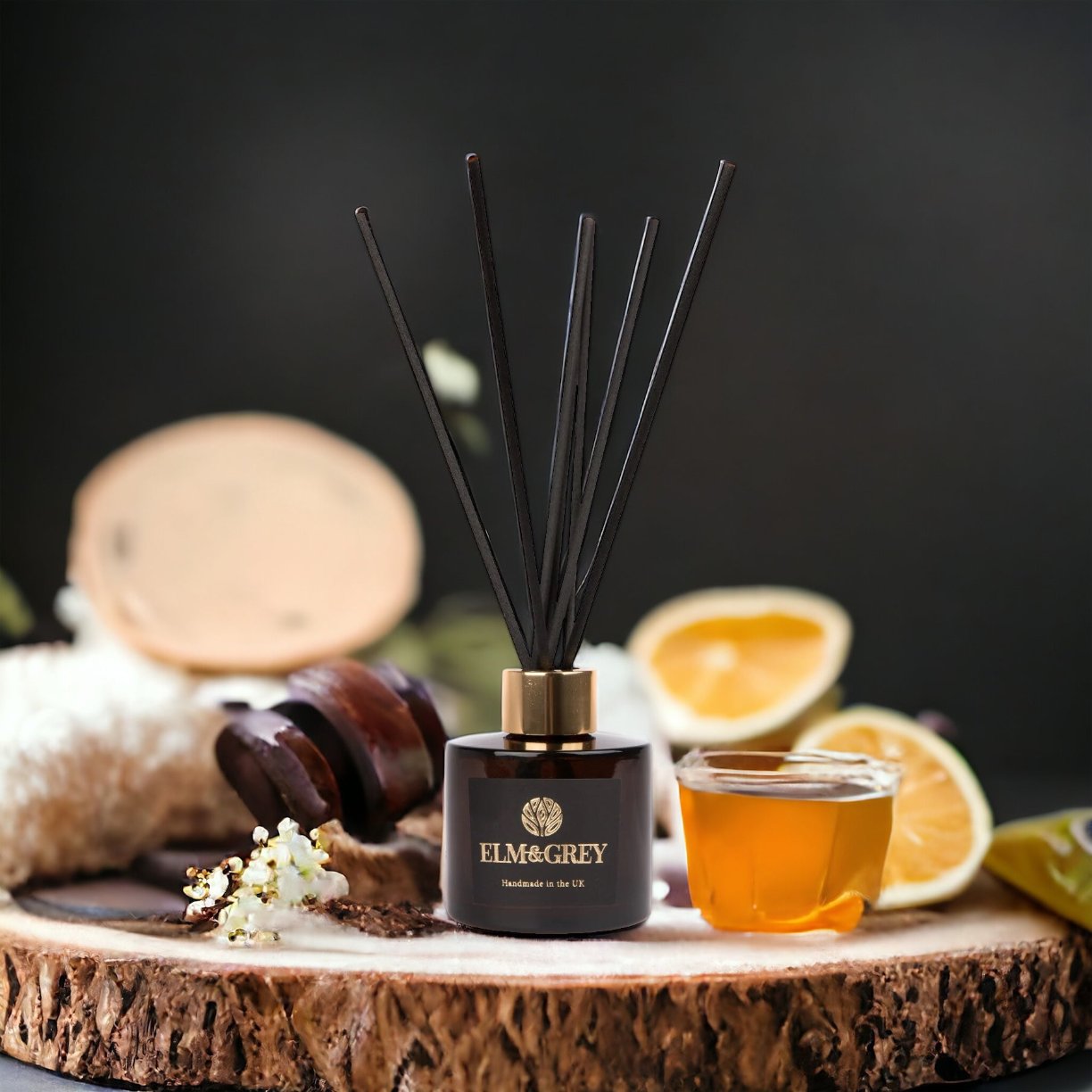 Amber Diffuser surrounded by honey