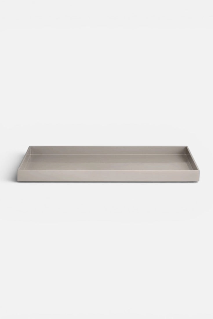 Fawn high gloss lacquer rectangular tray on a white background — Elm & Grey