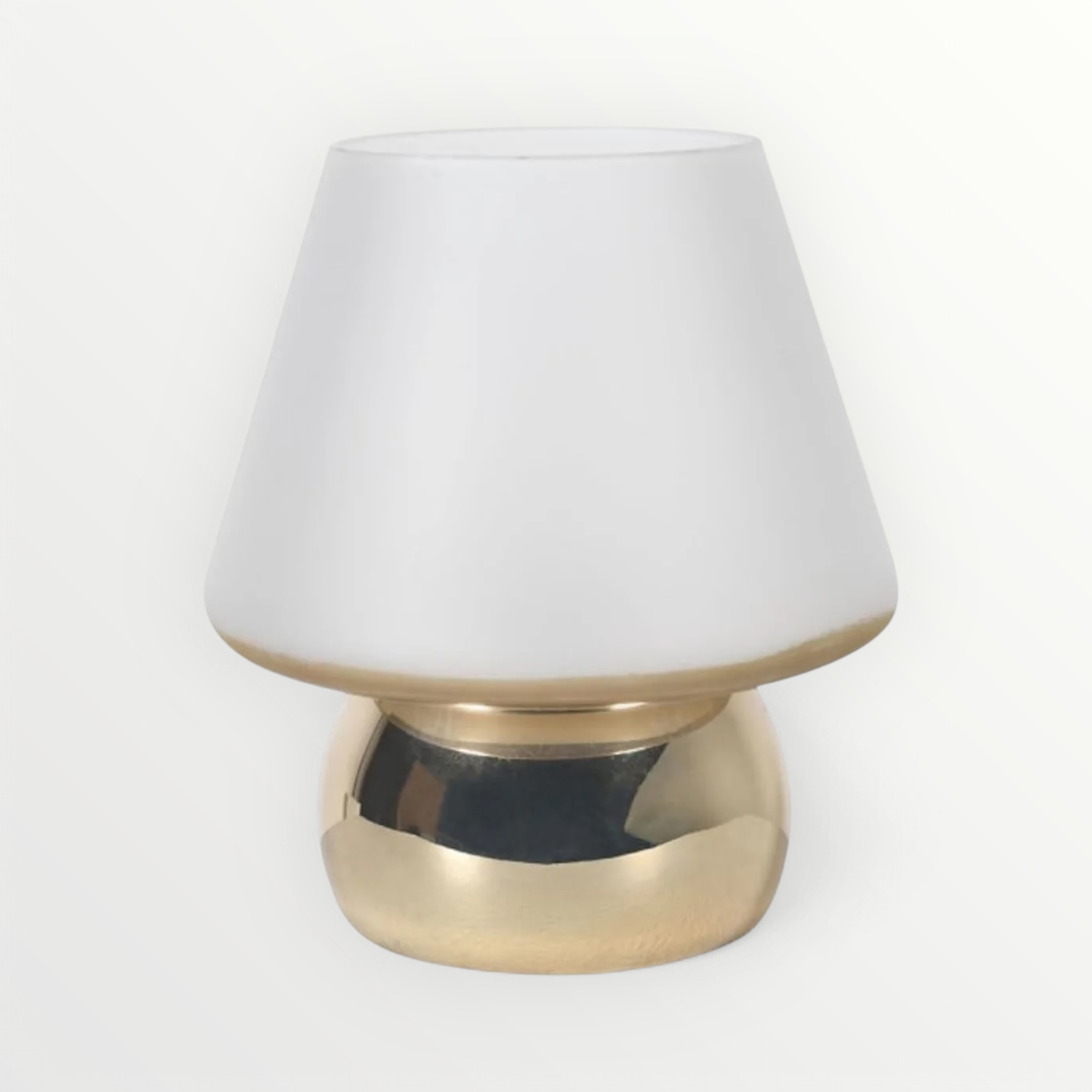 gold candle holder with matt white top