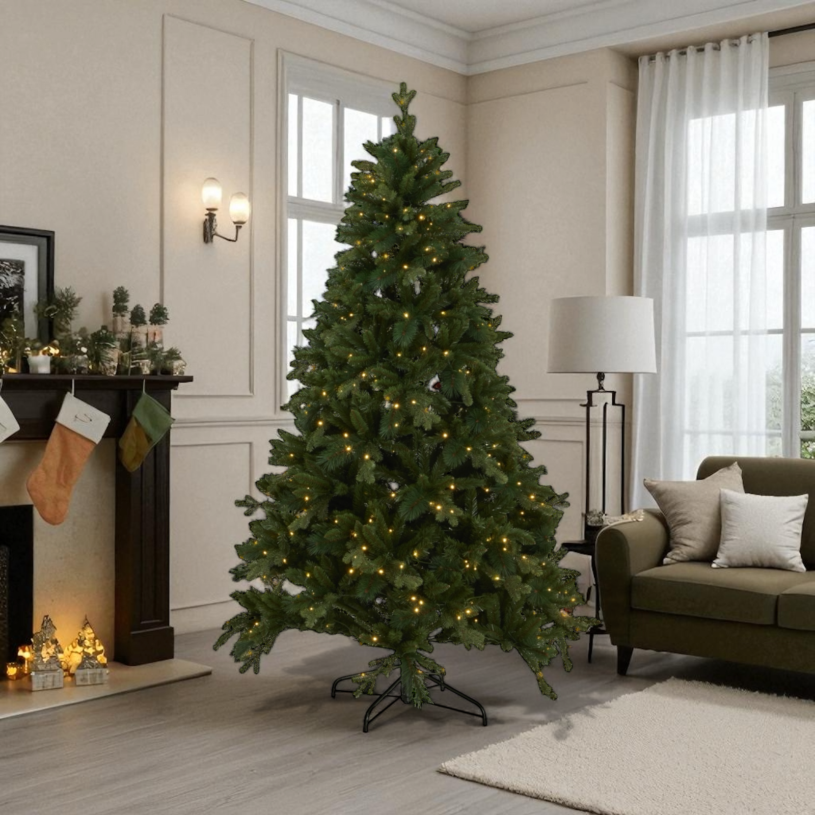 Green Forest Fir Pre-Lit Christmas Tree — 400 LED Lights