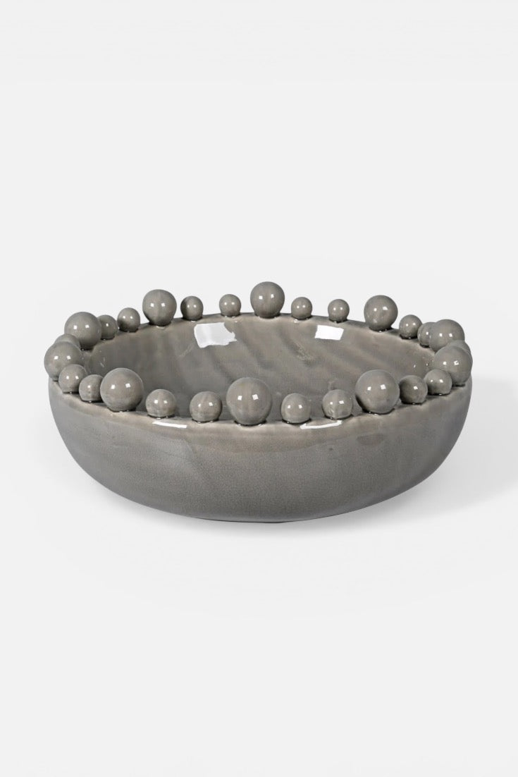 Grey Ceramic Bobble Bowl – Large Sculptural Decorative Bowl