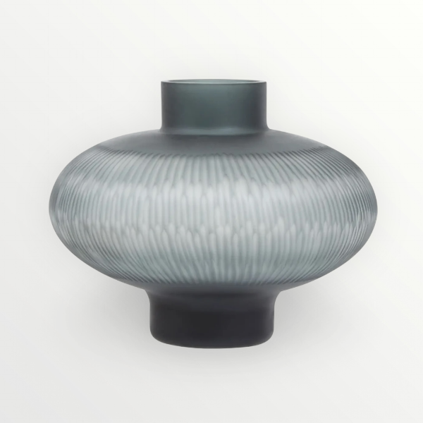 Grey Cut Glass Vase on a white background