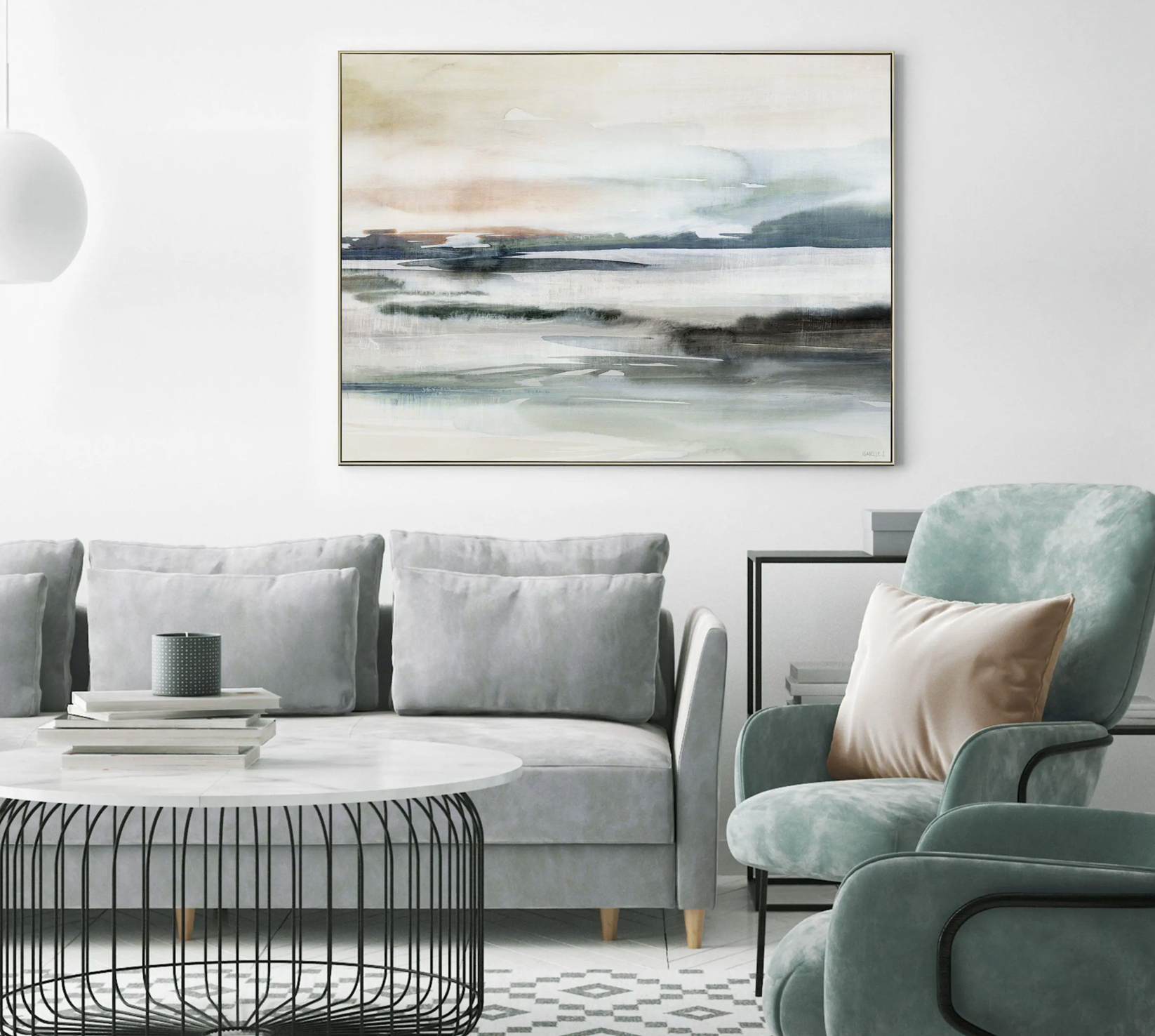 Illusion Framed Canvas | Large Abstract Coastal Wall Art