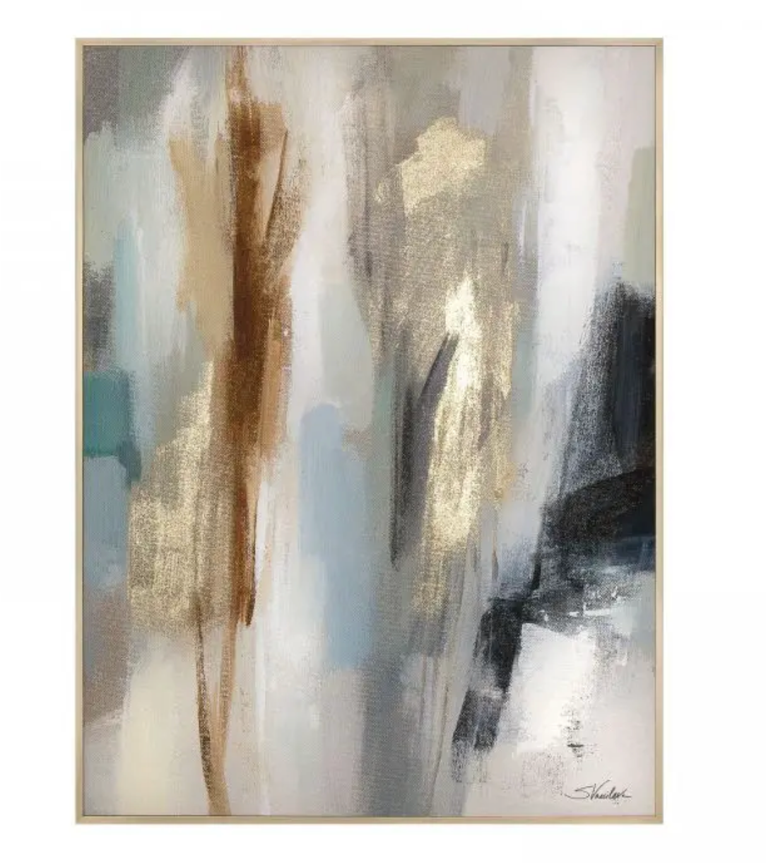 Inspired Framed Canvas | Large Abstract Gold Foil Wall Art