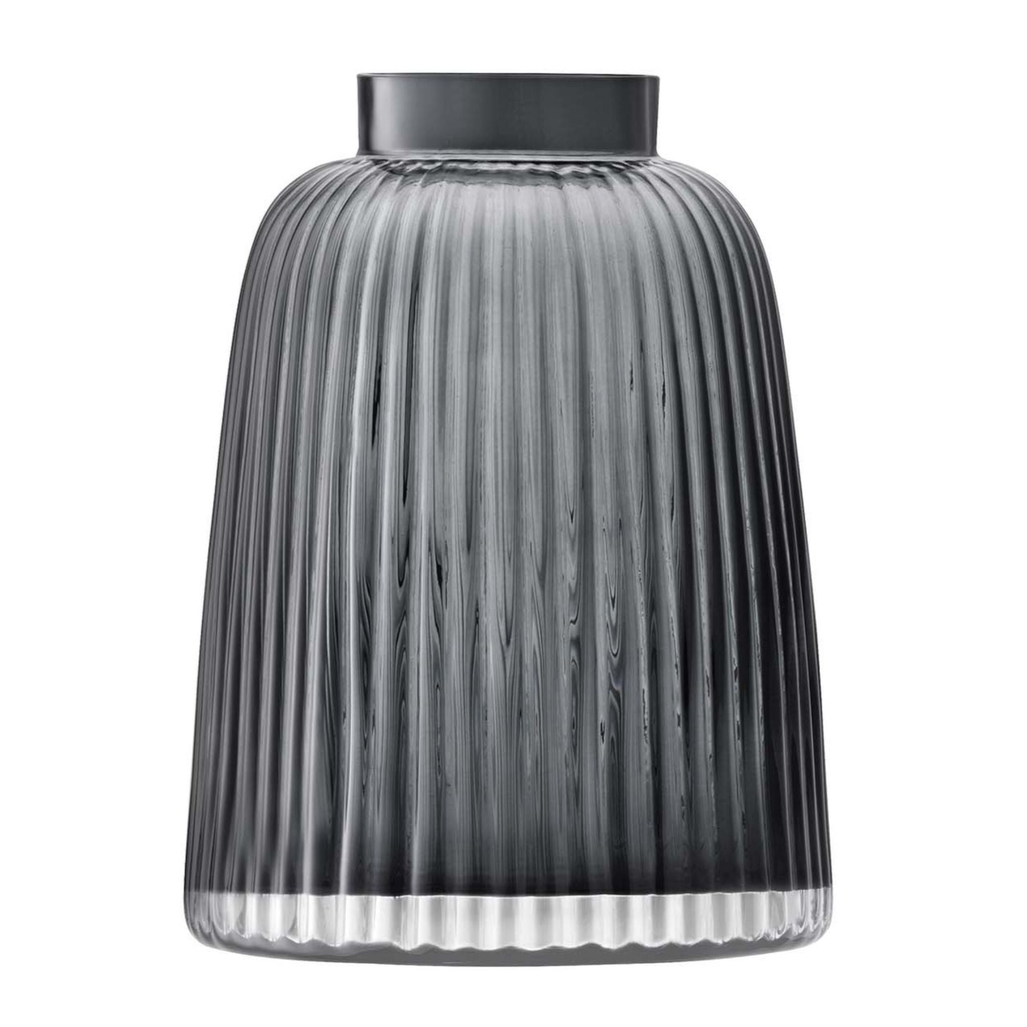 Gray pleated vase on a white background