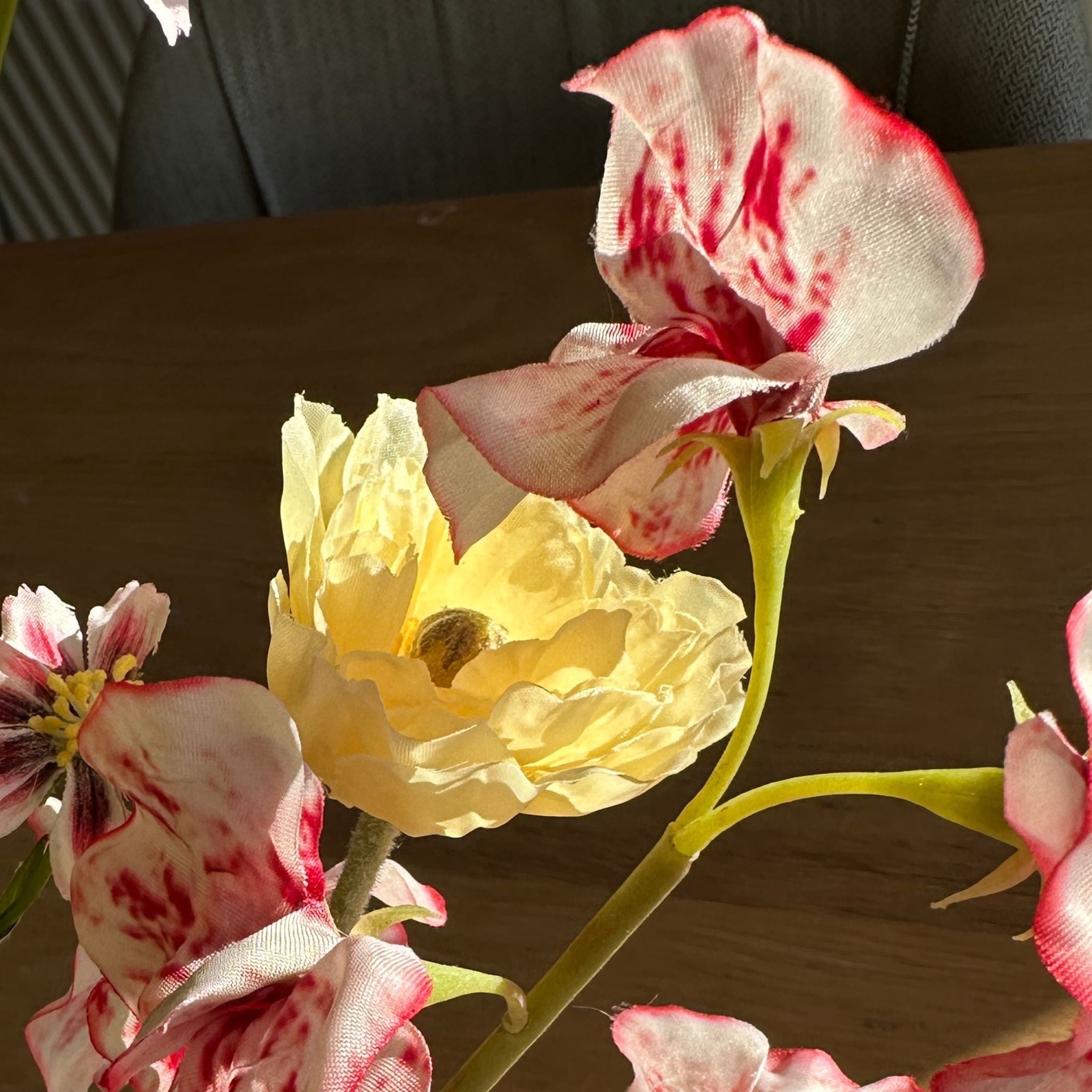 meadow faux flower arrangement lifestyle closeup2 elmandgrey