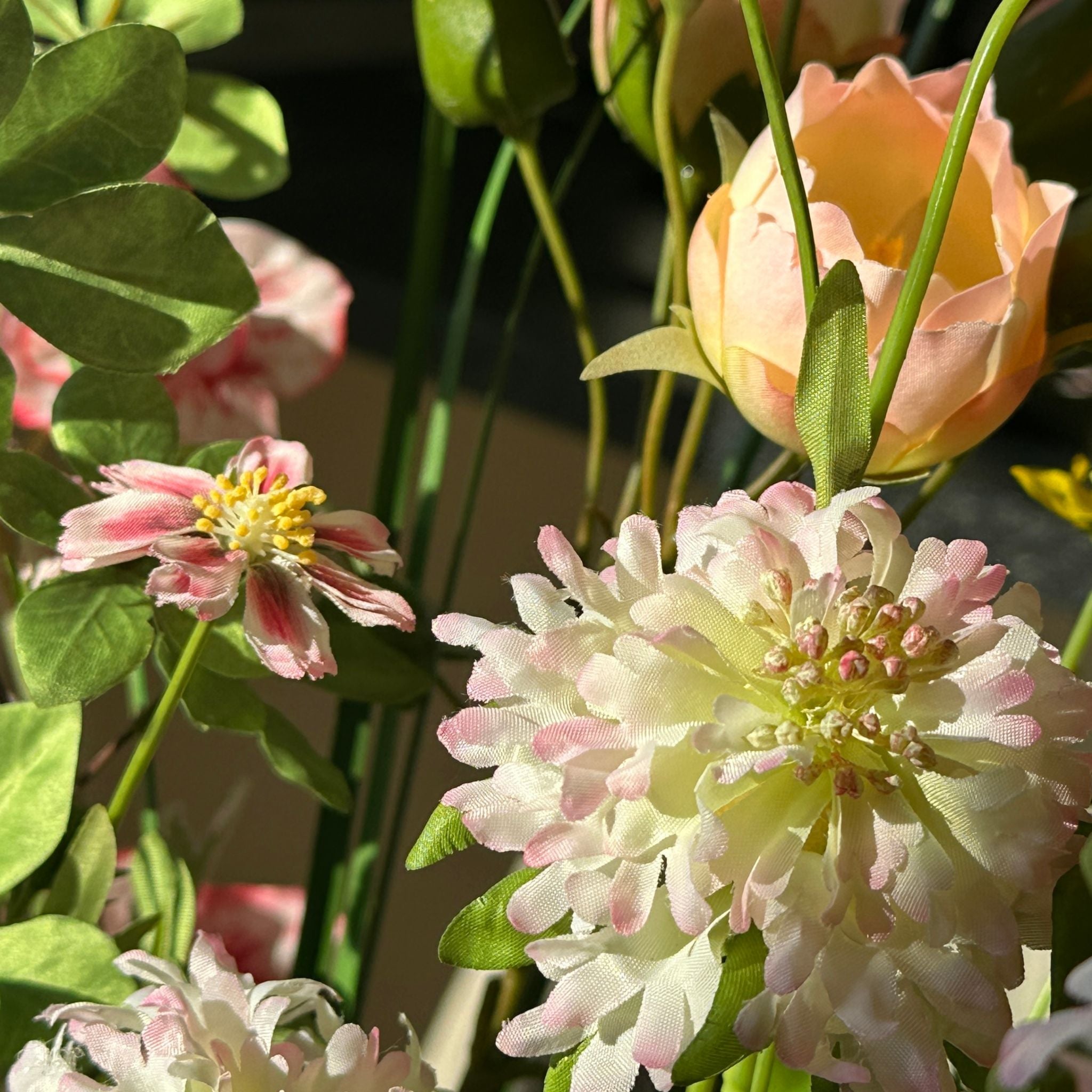 meadow faux flower arrangement lifestyle closeup3 elmandgrey