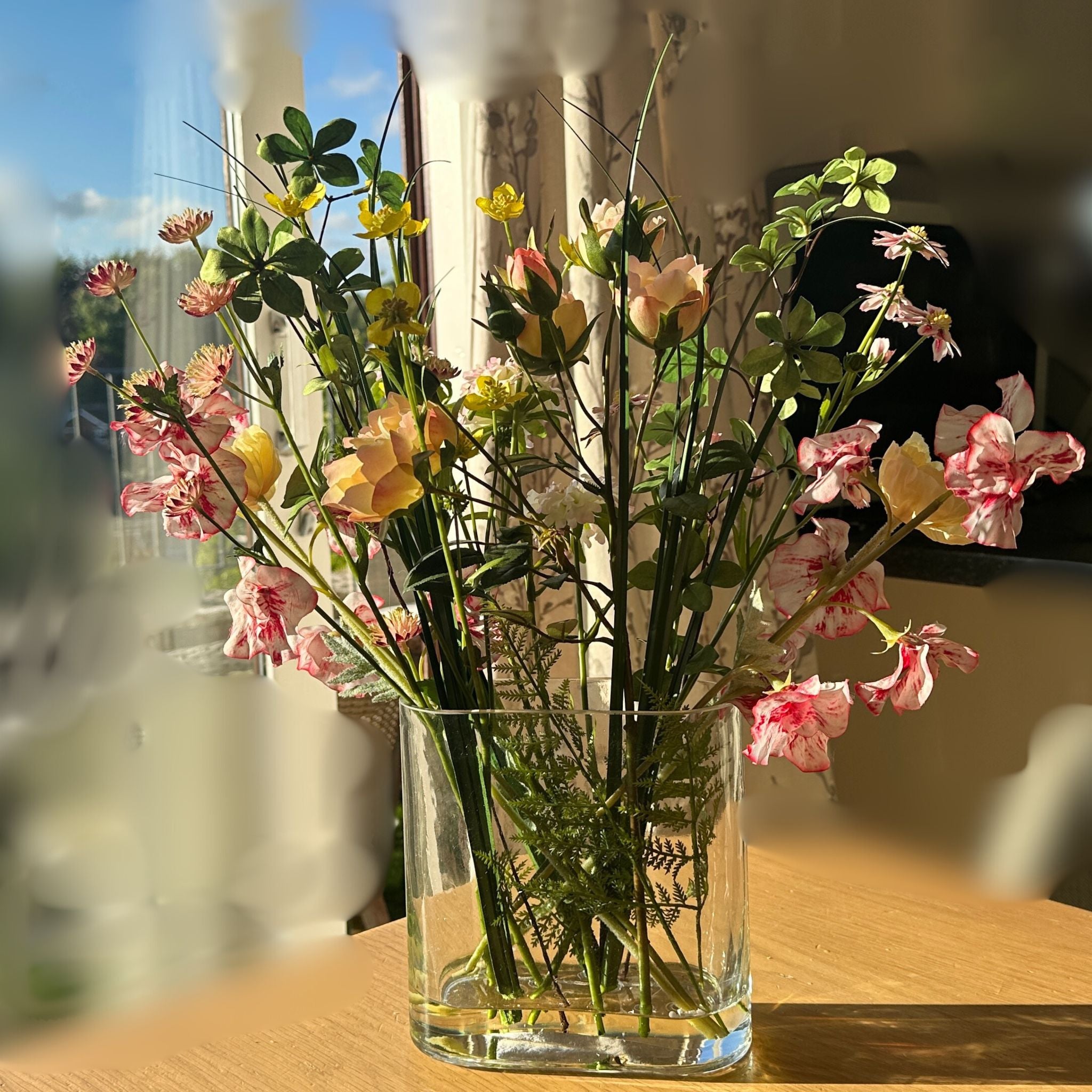 meadow faux flower arrangement lifestyle elmandgrey