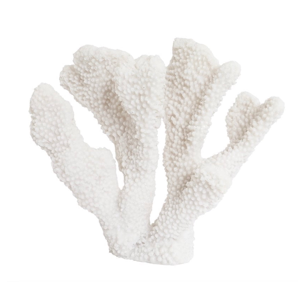 Decorative white coral sculpture on a white background, Elm & Grey.