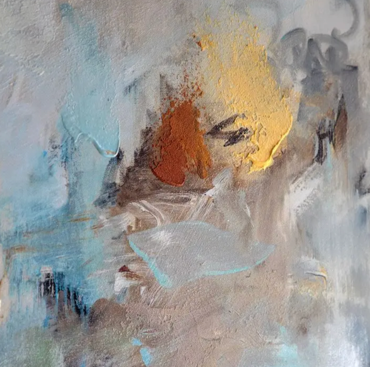 New Day Framed Canvas | Large Abstract Wall Art with Light Wood Frame