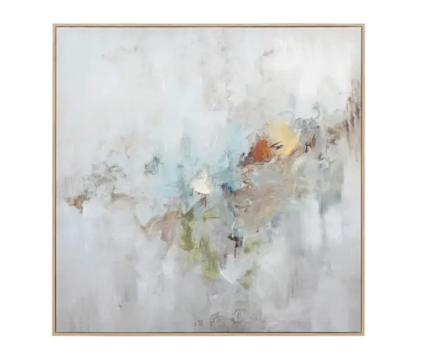 New Day Framed Canvas | Large Abstract Wall Art with Light Wood Frame