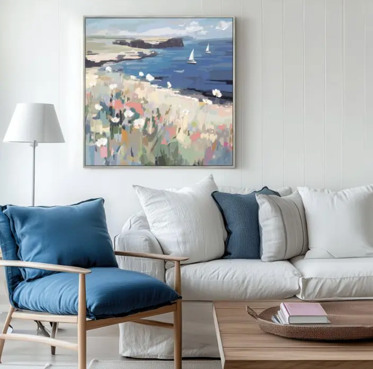On the Breeze Framed Canvas | Large Coastal Abstract Wall Art