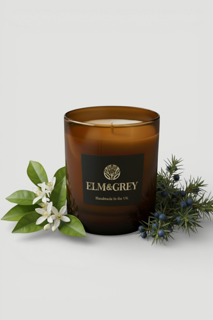 orange blossom and juniper candle from elm and grey