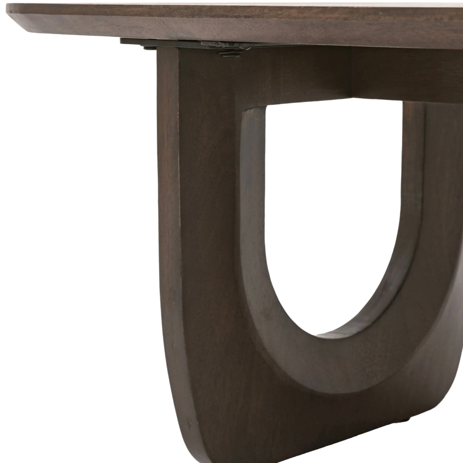 Wooden table leg with a unique design on a white background