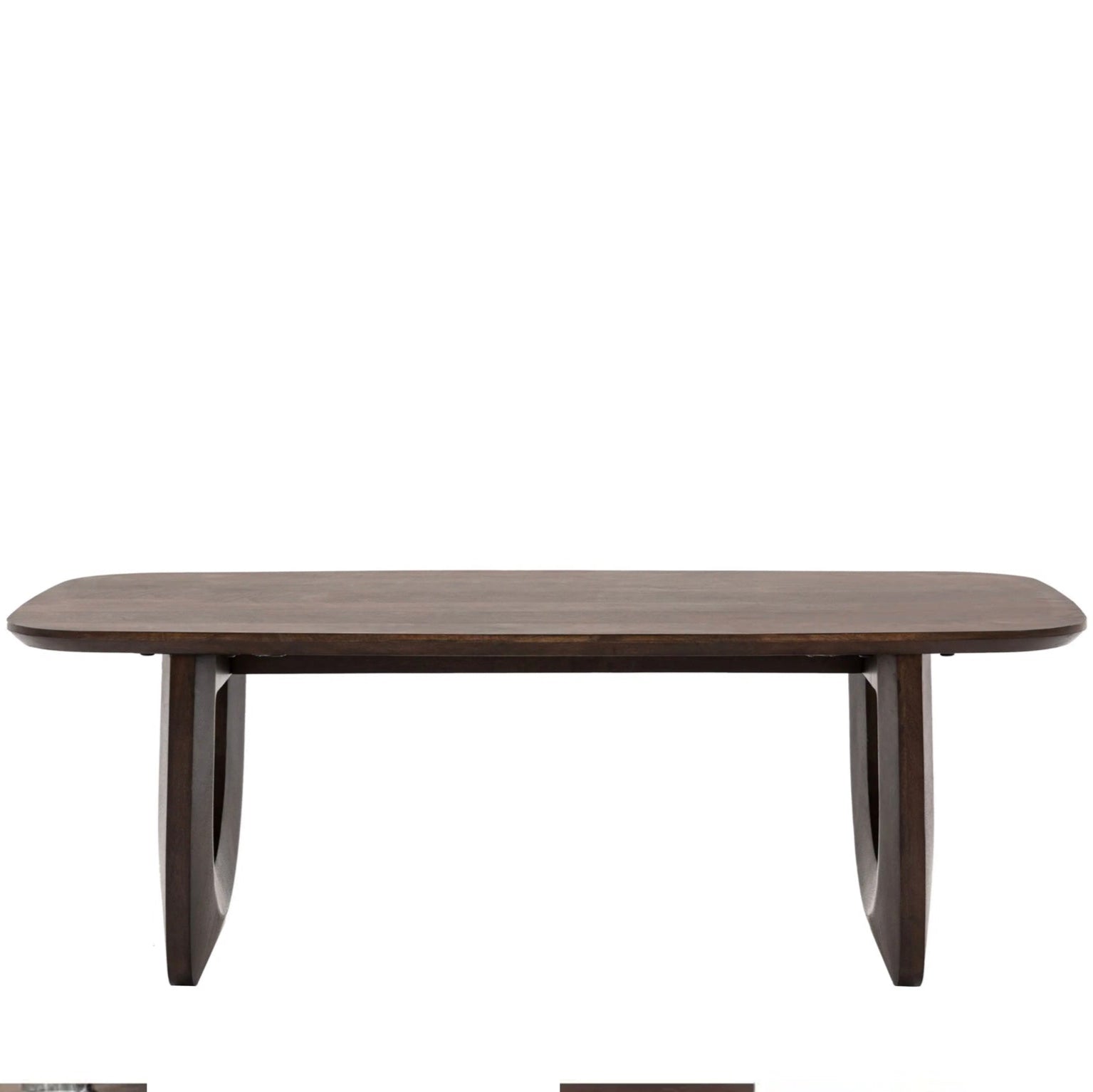 Walnut mango wood coffee table on a white background