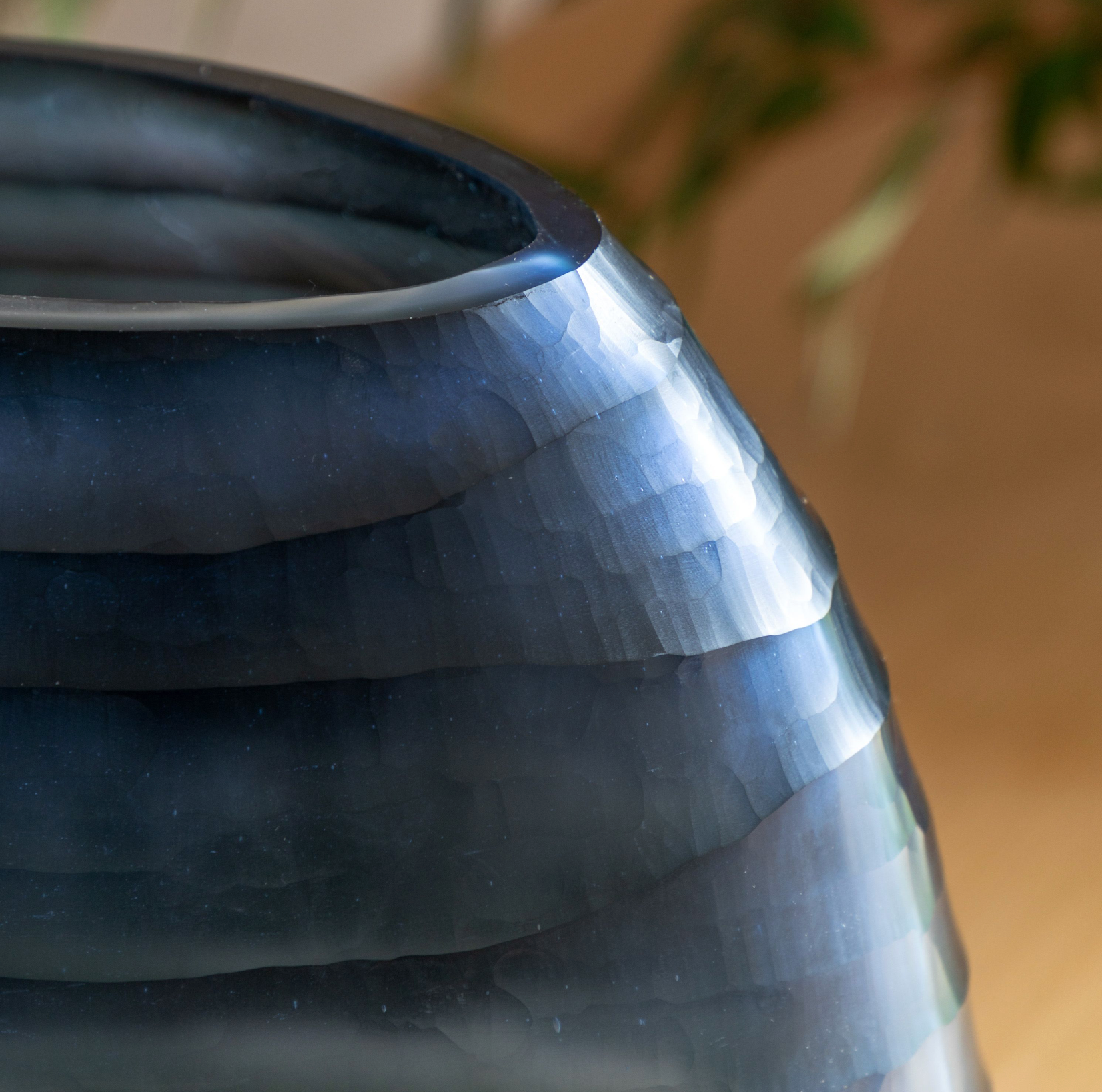 Sintra Handblown Carved Glass Vase — Ink (Large)