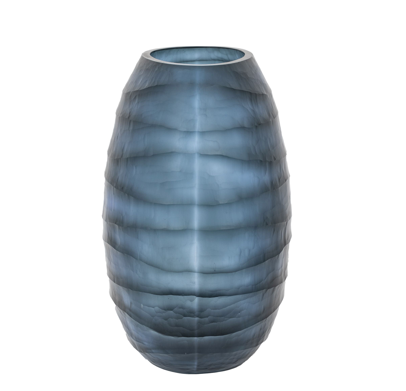 Sintra Handblown Carved Glass Vase — Ink (Large)