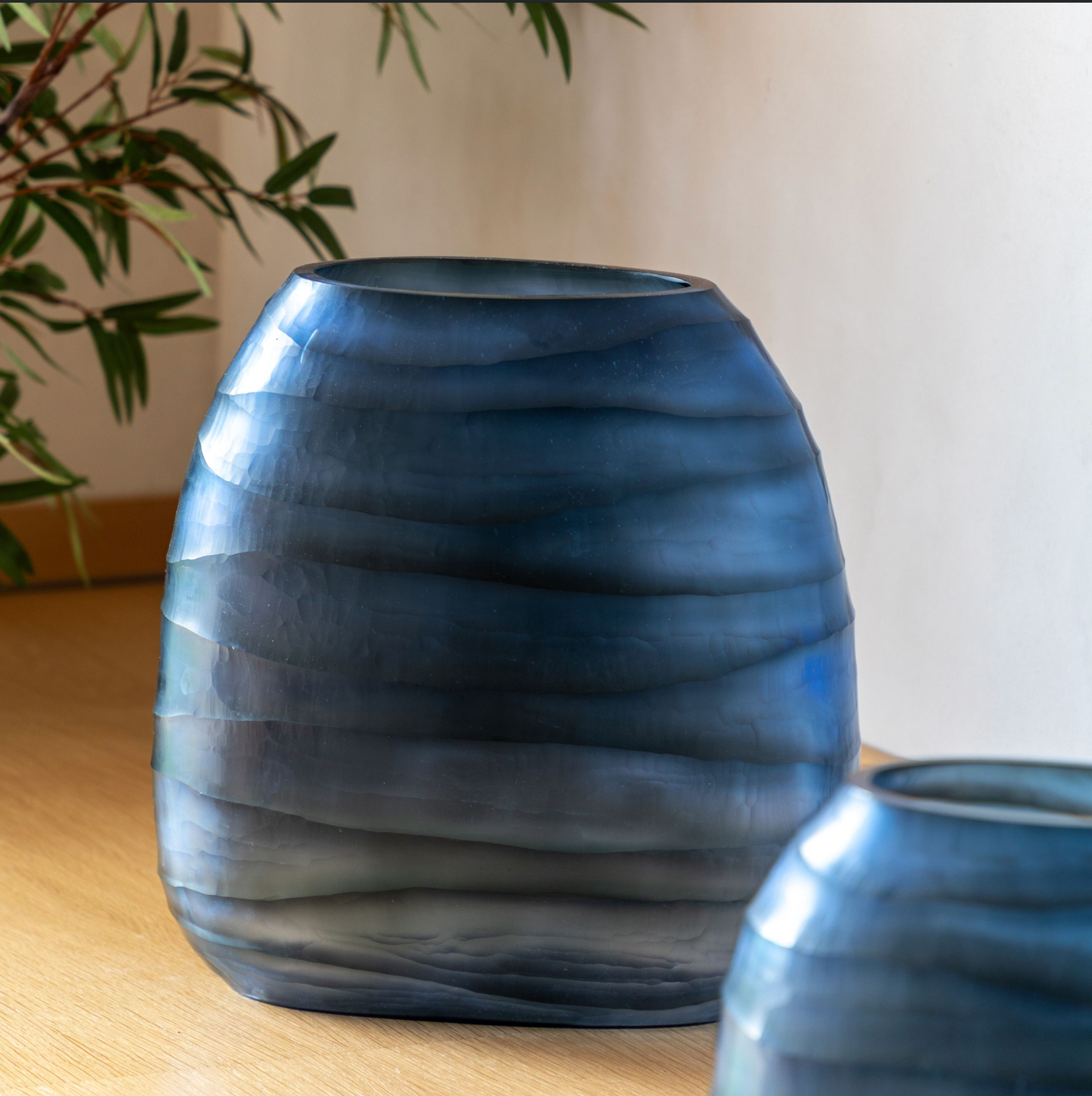 Sintra Handblown Carved Glass Vase — Ink (Large)