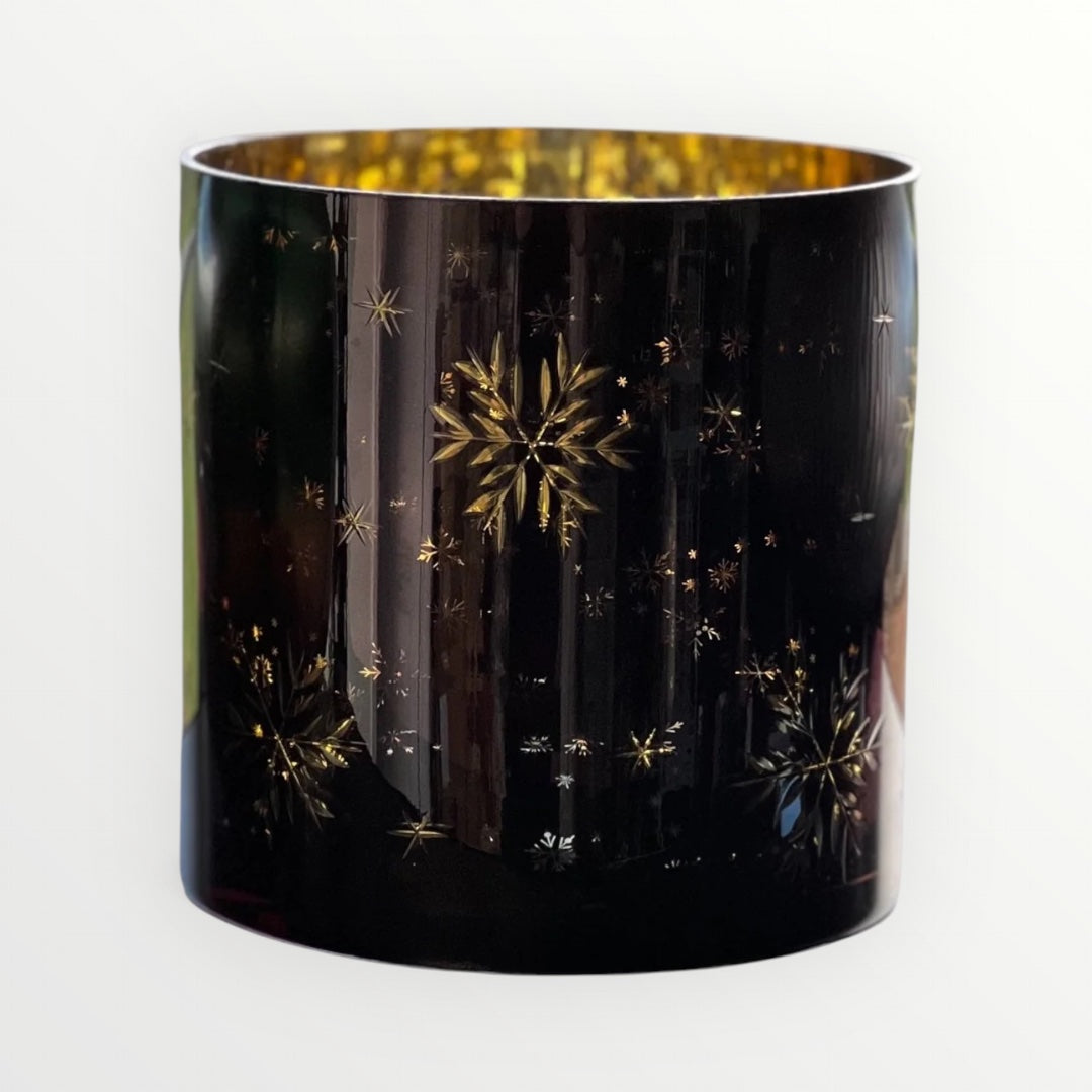 Large Snowflake Midnight Blue-Black Candle Holder