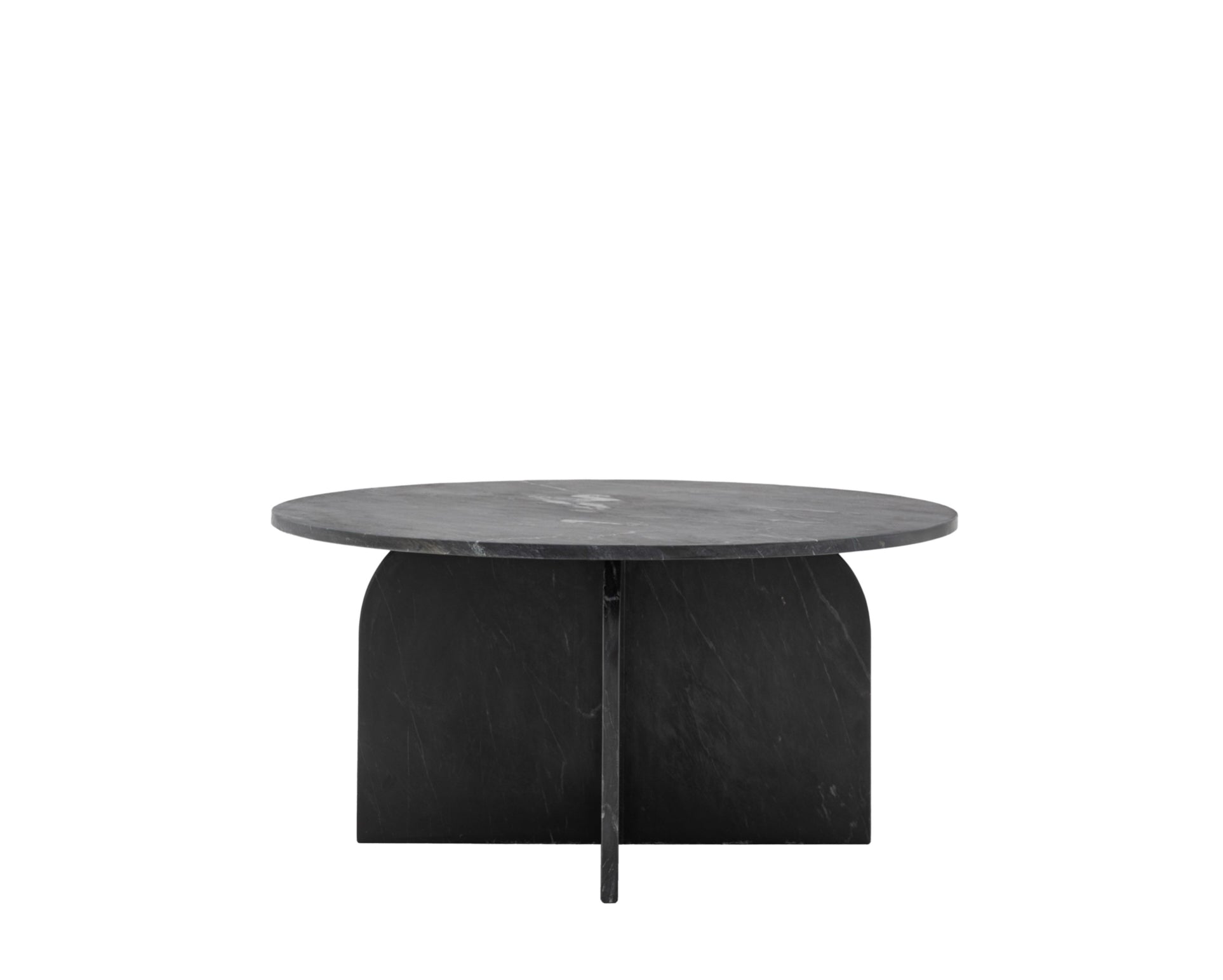 Sorrento Black Marble Round Coffee Table with Arched Base