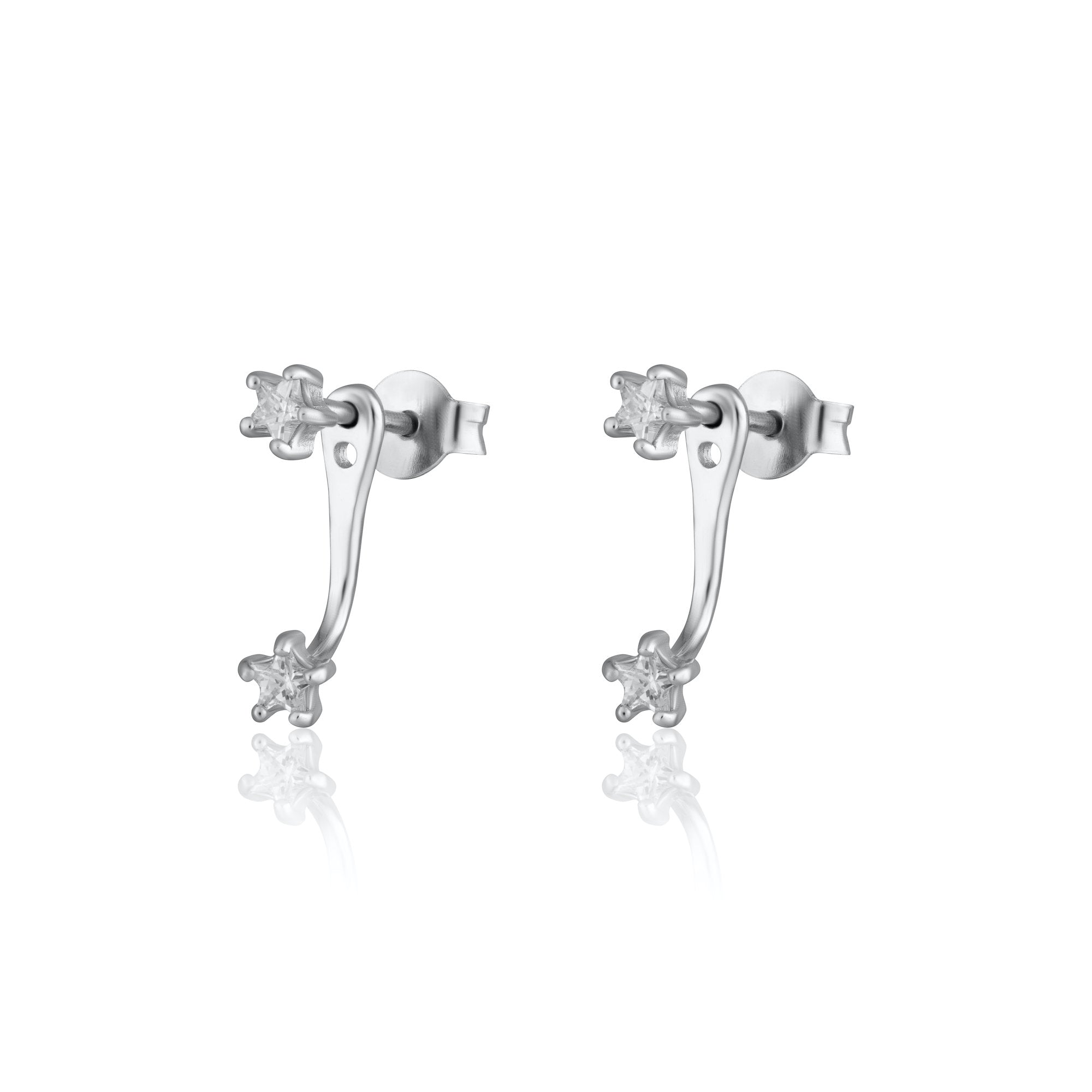 Sparkling Star Ear Jacket Stud Earrings