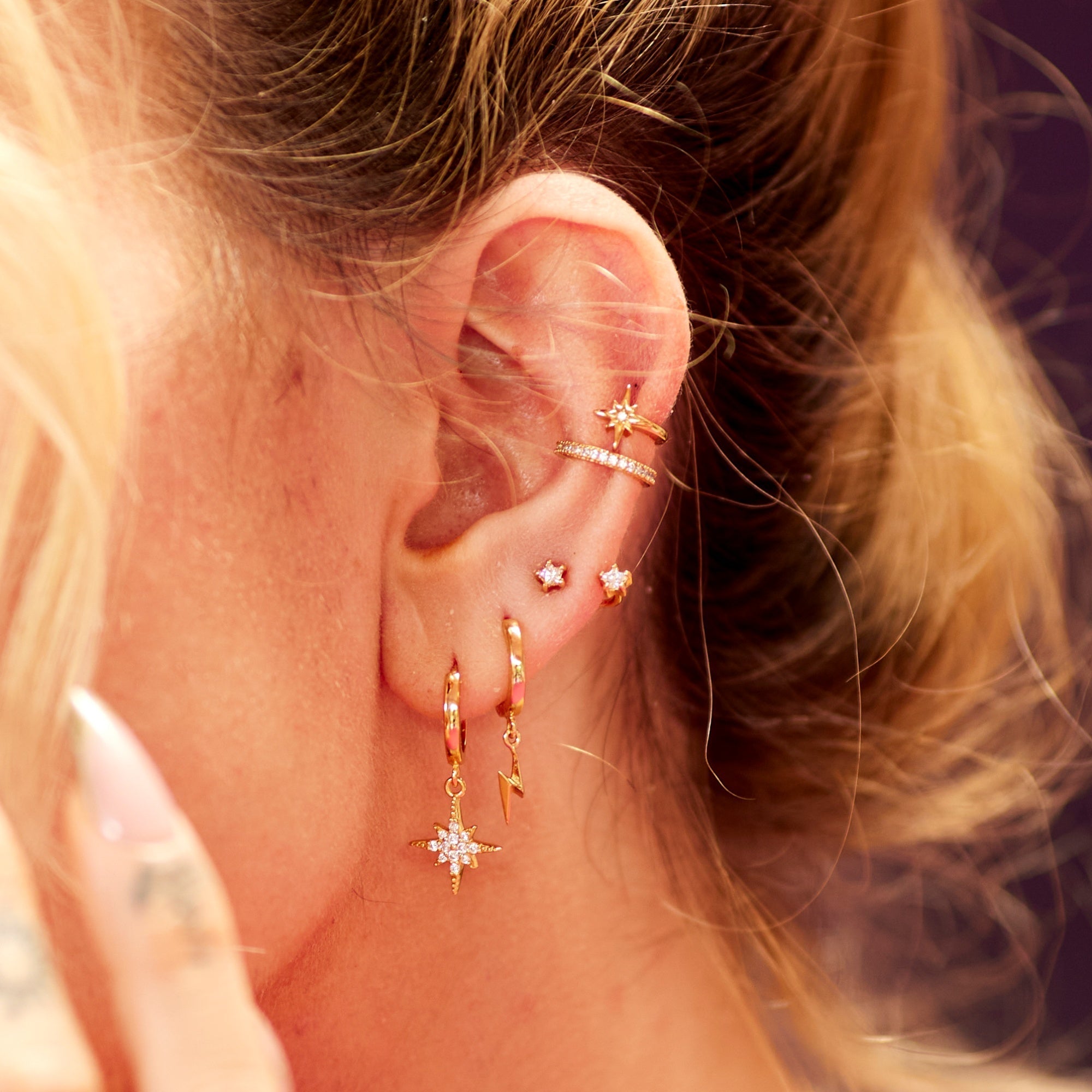 Sparkling Star Ear Jacket Stud Earrings