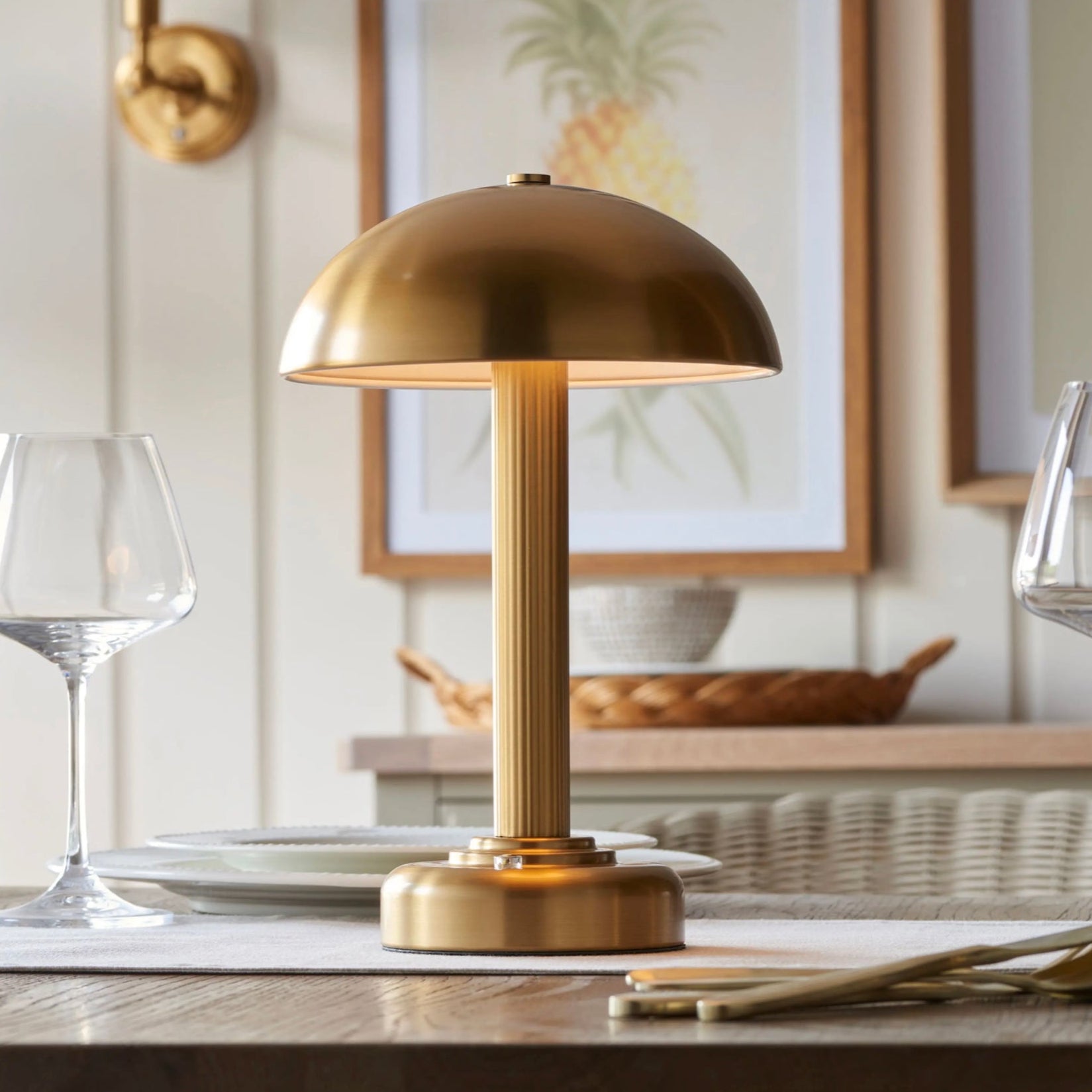 Warm Brass Rechargeable Table Lamp – Portable Dimmable Light