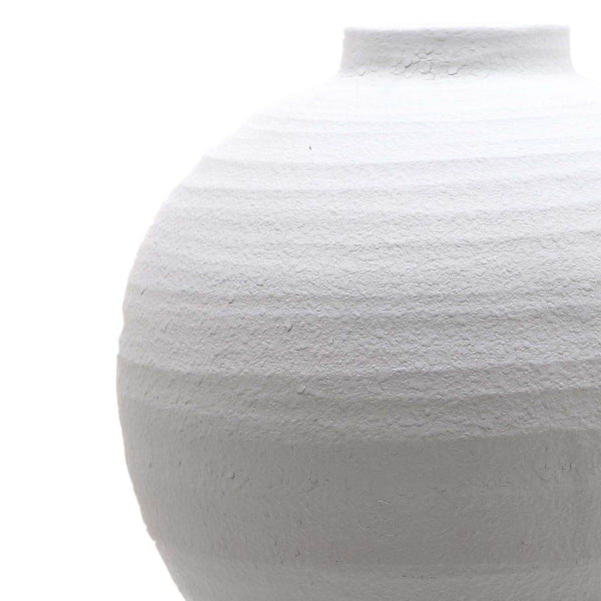 White textured  stone ceramic vase on a white background