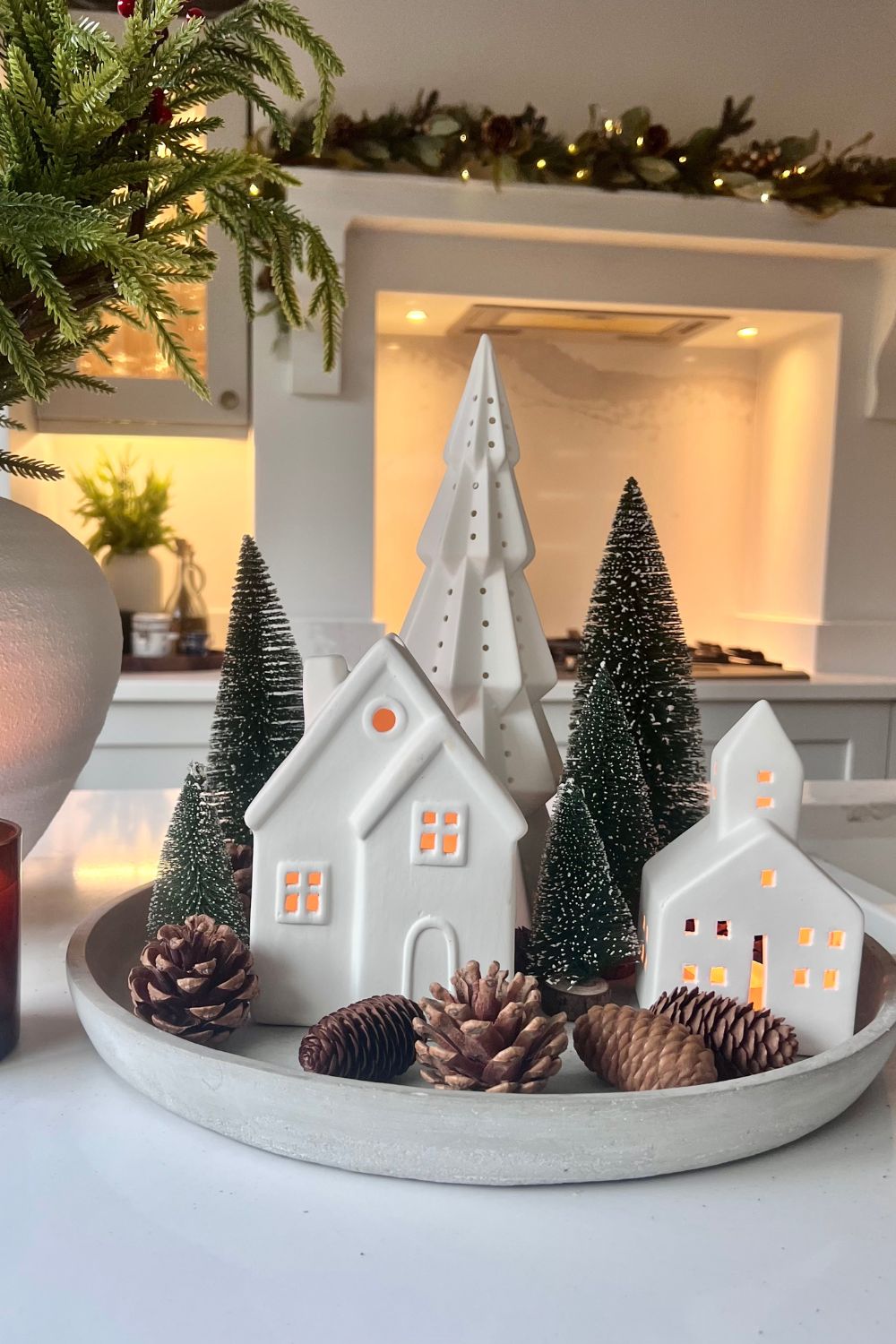 White Ceramic Town Hall Tealight Holder