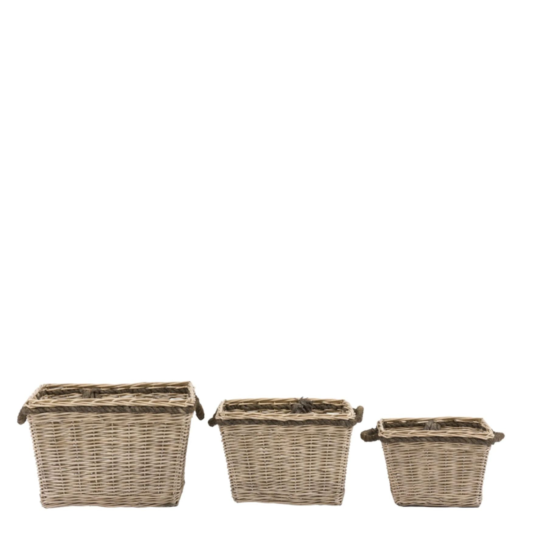 Woven Log Basket Natural Set of 3