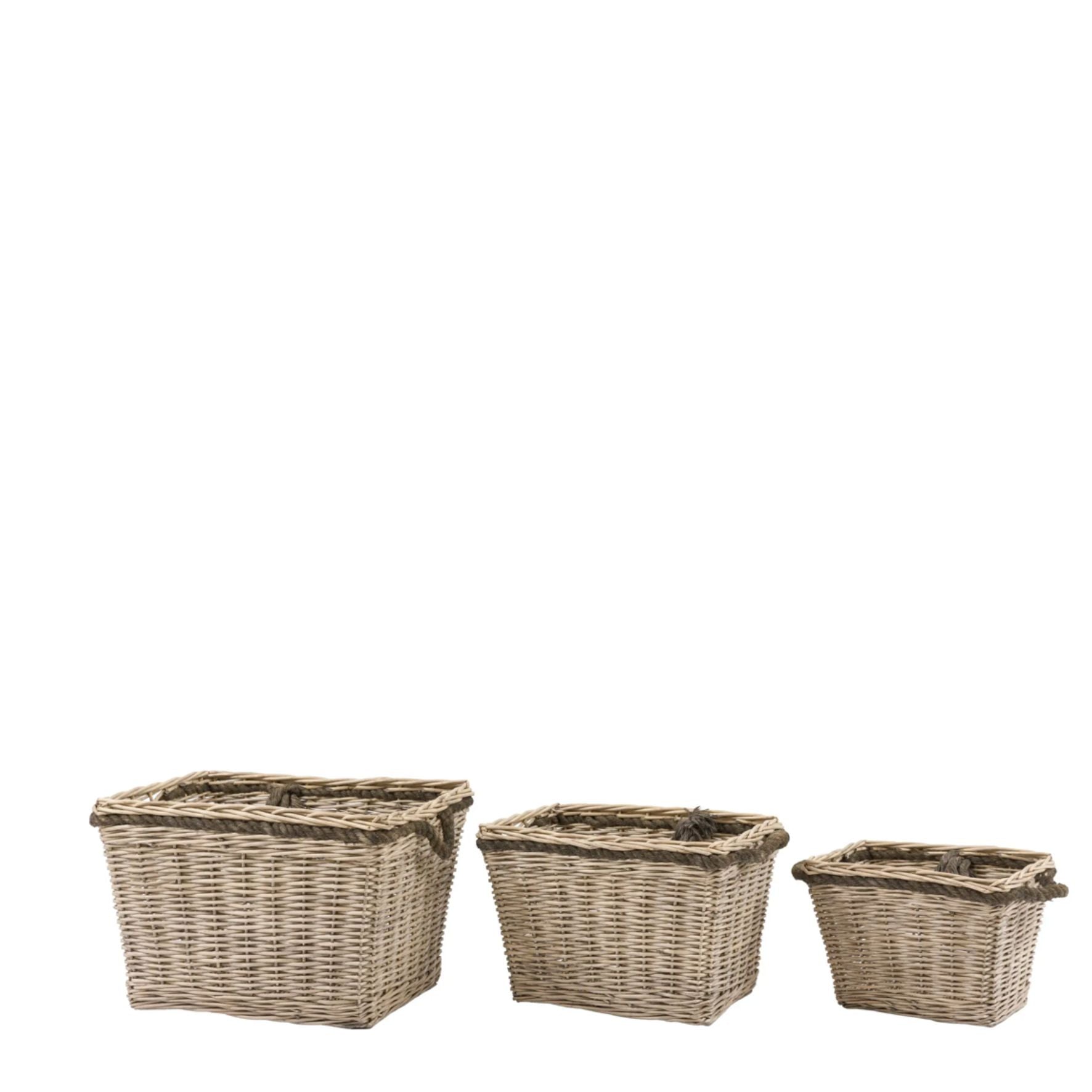 Woven Log Basket Natural Set of 3