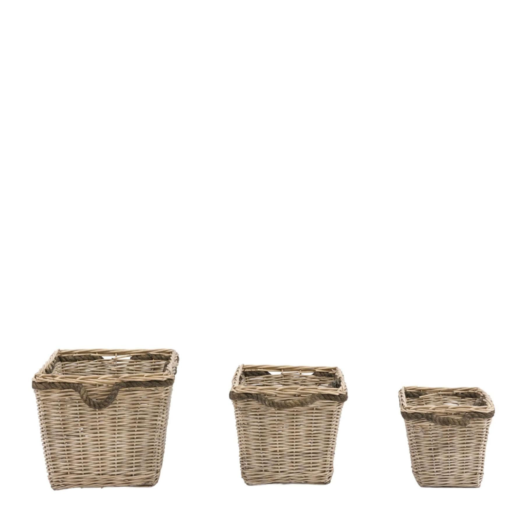 Woven Log Basket Natural Set of 3
