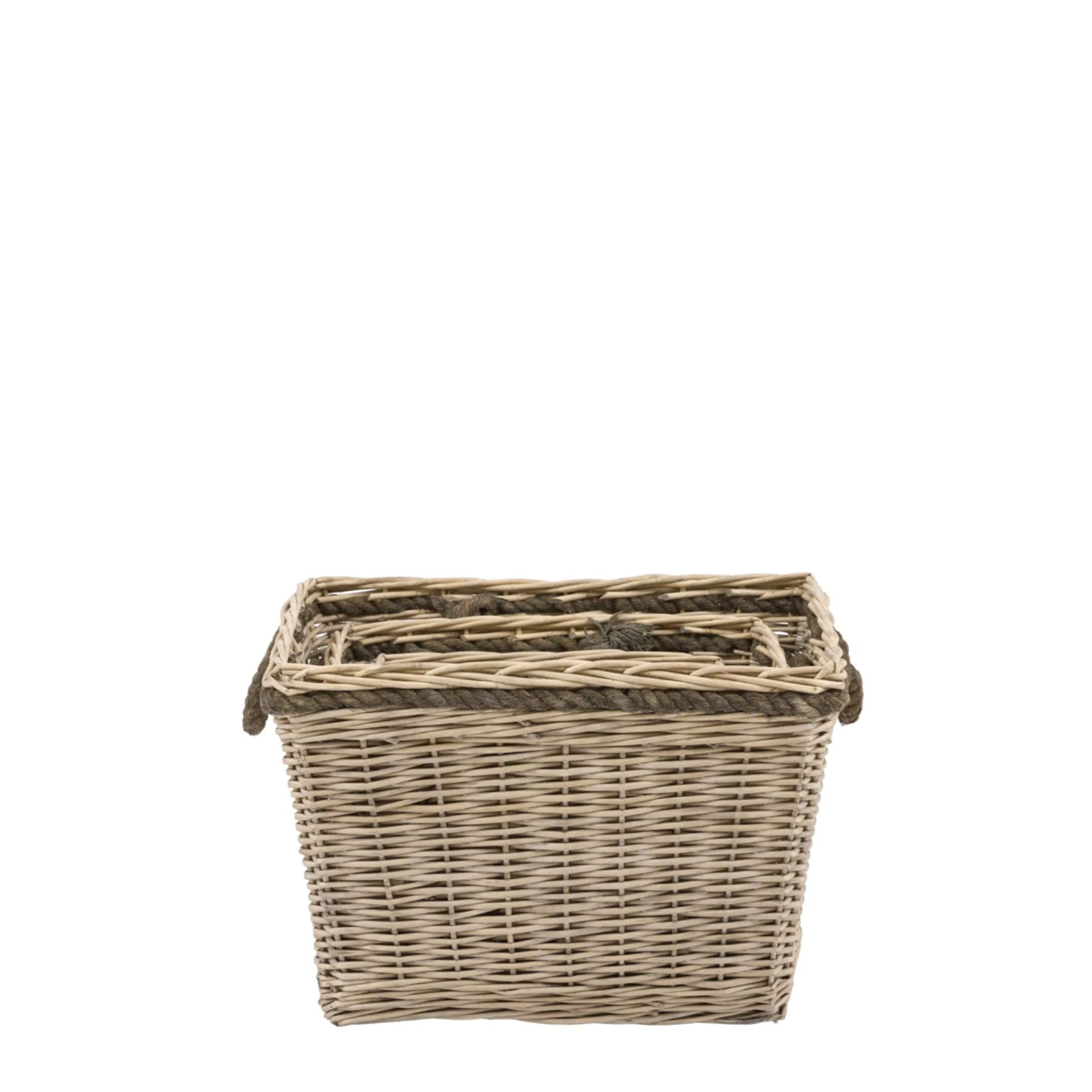 Woven Log Basket Natural Set of 3