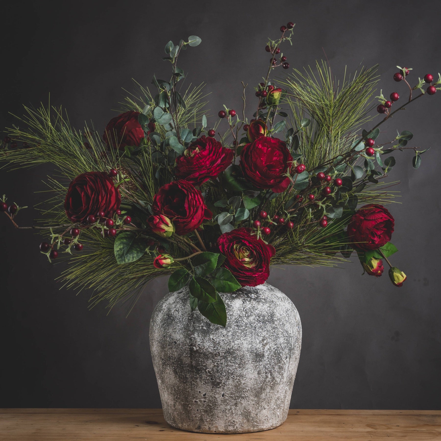Aged Stone Ceramic Vase – Textured Stone-Effect, 30cm