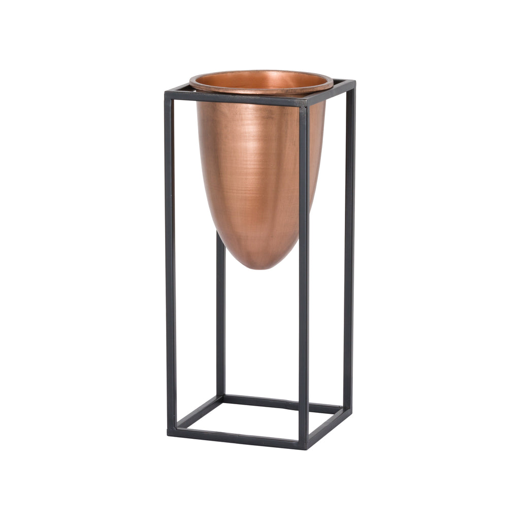Copper planter on black frame