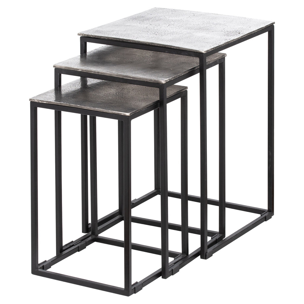 Shoreditch Collection Silver Nest Of Three Tables