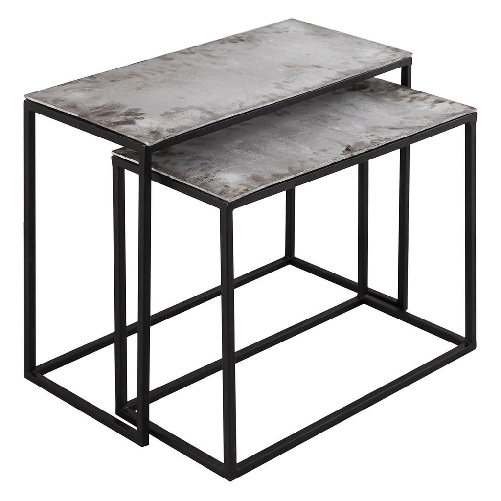 Shoreditch Collection Silver Set of Two Side Tables