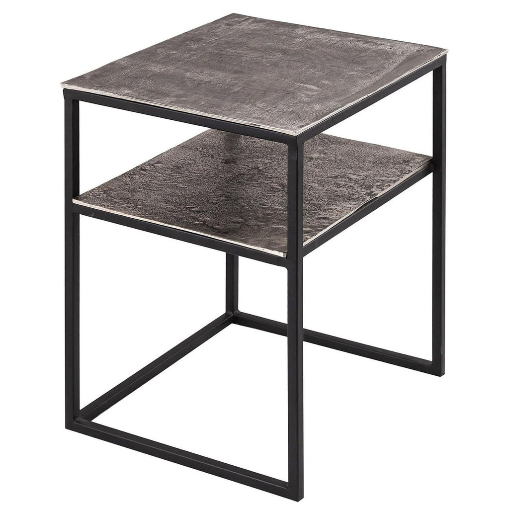 Shoreditch Collection Silver Side Table with Shelf