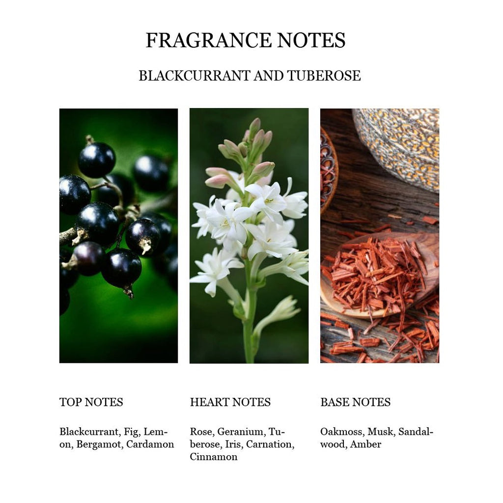 Fragrance Notes Blackcurrant and Tuberose Top Heart and Base notes