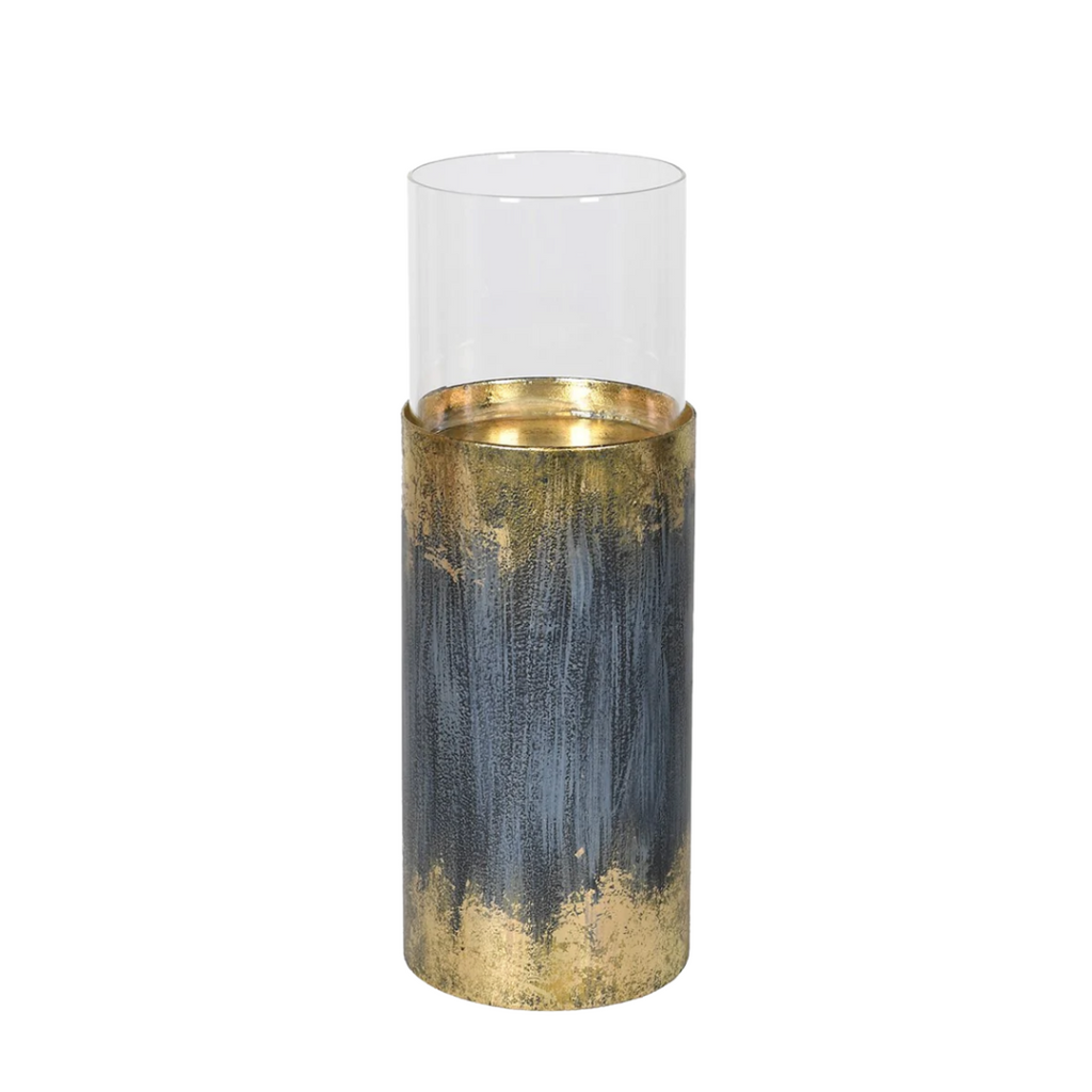 golden distressed charcoal candle holder