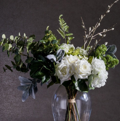 Deluxe White Roses and Hydrangea Arrangement