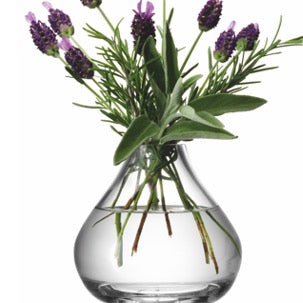 Clear bud vase with flowers LSA