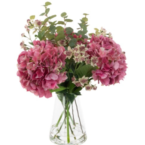 Hydrangea & Astrantia in Vase white background