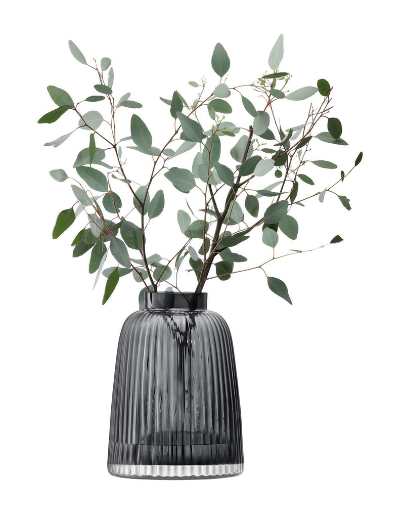 Grey Pleat Vase with foliage